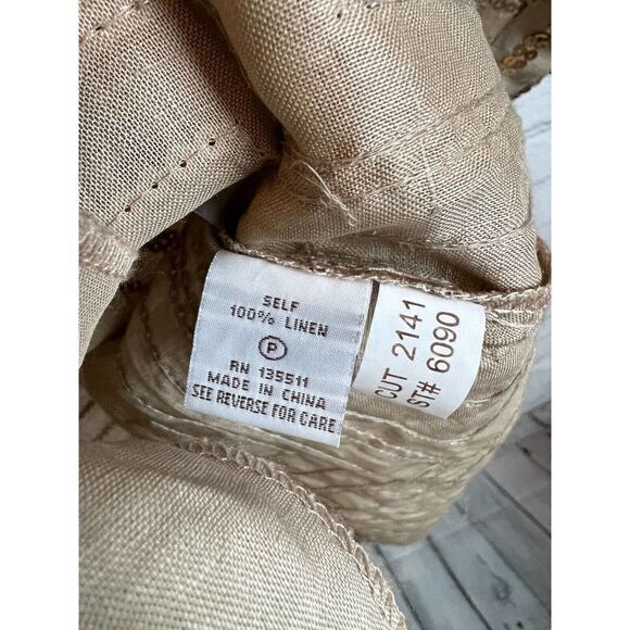 NIGHT STUDIO LINEN beige linen sequins 3/4 sleeve blazer jacket blouse tunic 8 - Picture 6 of 13